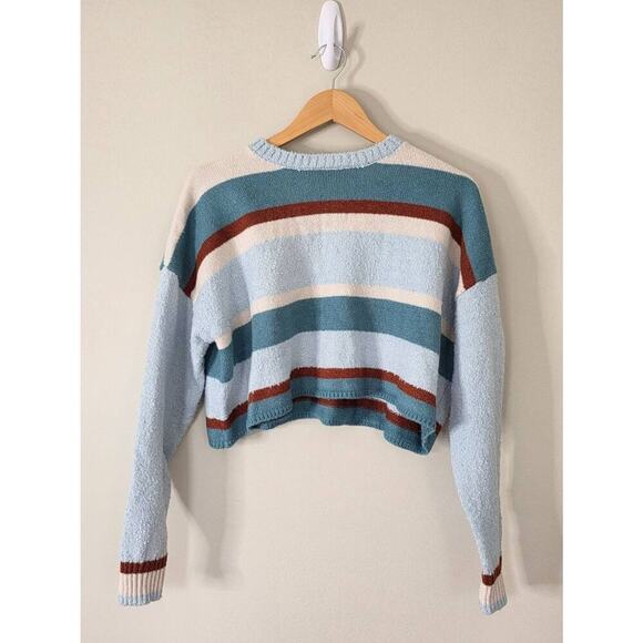 Pacsun Cropped Sweater Striped Blue Size Medium Pullover Style NEW - Picture 7 of 8